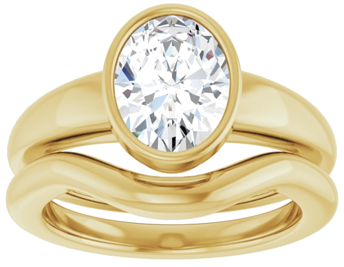 Sužadėtuvių Žiedas „Bezel-Set Solitaire“ 14k yellow gold Oval 9mm x 7mm (8)