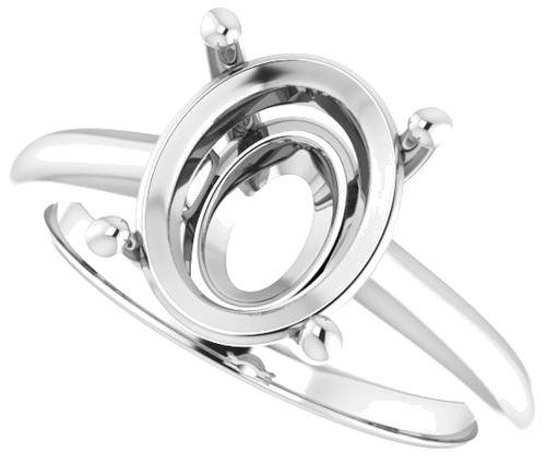 14K White 11x9 mm Oval Solitaire Engagement Ring Mounting (5)