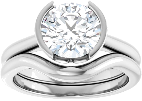 14K White 8 mm Round Solitaire Engagement Ring Mounting (8)