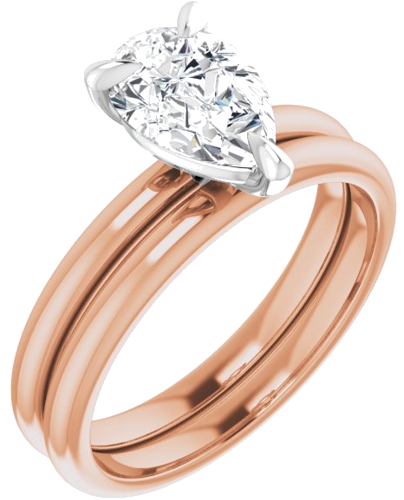 Sužadėtuvių Žiedas „Solitaire“ 585 Baltojo Ir Rožinis Aukso Pear Shape 9mm x 6mm (6)