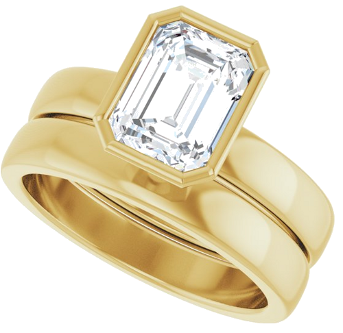Sužadėtuvių Žiedas „Bezel-Set Solitaire“ 14k yellow gold Emerald 8mm x 6mm (10)
