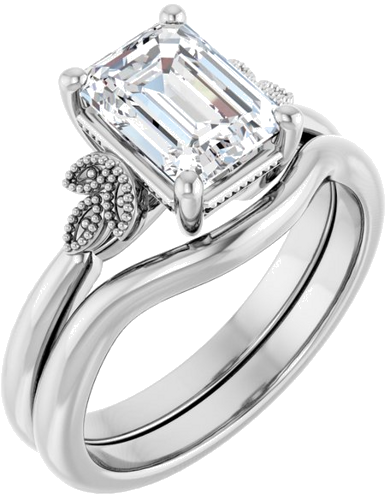 Sužadėtuvių Žiedas „Solitaire“ 14k white gold Emerald 8mm x 6mm (6)