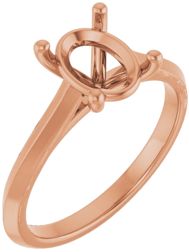 Sužadėtuvių Žiedas „Solitaire“ 585 Rožinis Aukso Oval 9mm x 7mm (1)