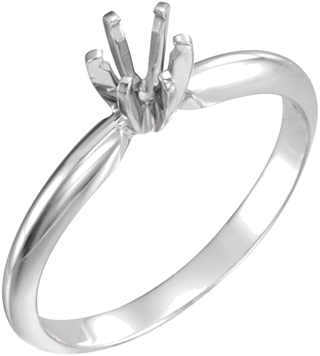 14K White 4-4.1 mm Round Pre-Notched 6-Prong Solitaire Ring Mounting (1)