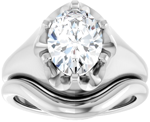 Sužadėtuvių Žiedas „Belcher Solitaire“ 950 Platinos Oval 9mm x 7mm (8)