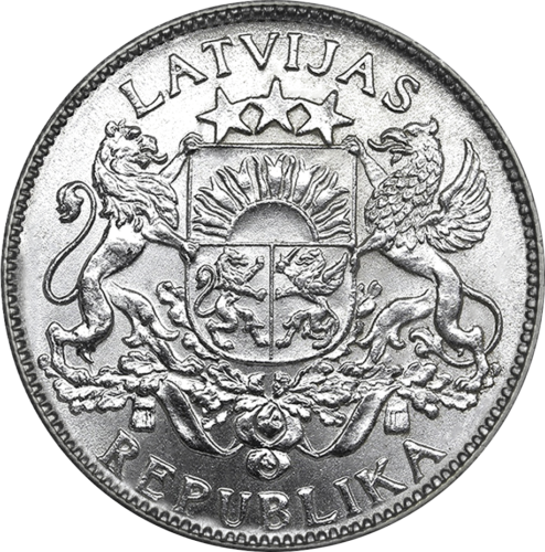 1 Latas (1923-1924) Latvija sidabrinė moneta (2)