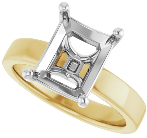 Sužadėtuvių Žiedas „Solitaire“ 14k yellow/white gold Emerald 10mm x 8mm (5)