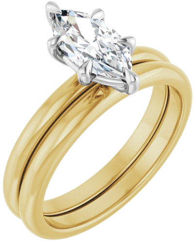 Sužadėtuvių Žiedas „Claw-Prong“ 14k yellow/white gold Marquise 10mm x 5mm (6)