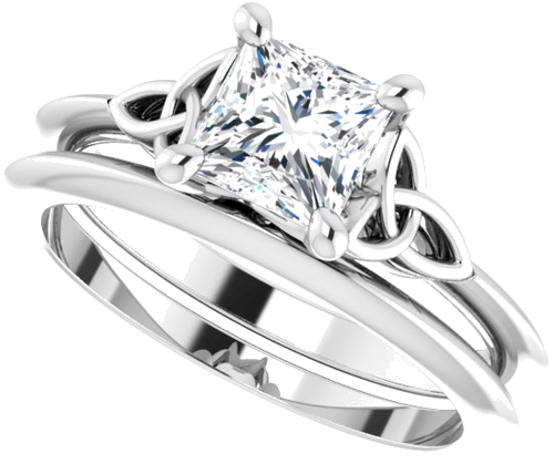 Sužadėtuvių Žiedas „Solitaire Celtic-Inspired“ 14k white gold Square 5.5mm (10)