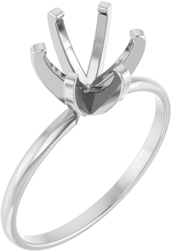 14K White 7.4 mm Round Solitaire Engagement Ring Mounting (1)