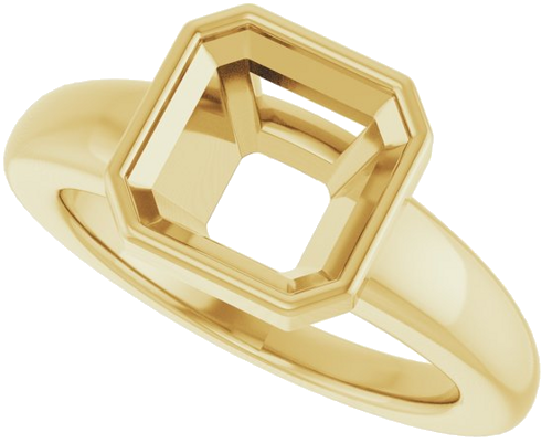 Sužadėtuvių Žiedas „Bezel-Set Solitaire“ 14k yellow gold Asscher 8mm (5)