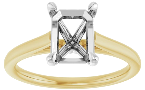 Sužadėtuvių Žiedas „Claw-Pong“ 14k yellow/white gold Emerald 8mm x 6mm (3)