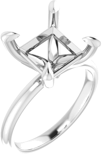 Sužadėtuvių Žiedas „Solitaire“ 585 Baltojo Aukso Square 9mm (1)