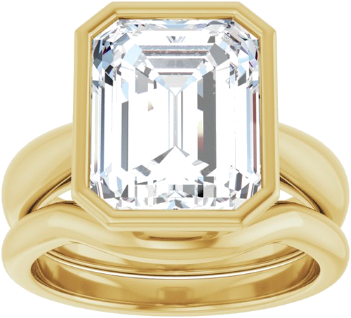 Sužadėtuvių Žiedas „Bezel-Set Solitaire“ 14k yellow gold Emerald 11mm x 9mm (8)