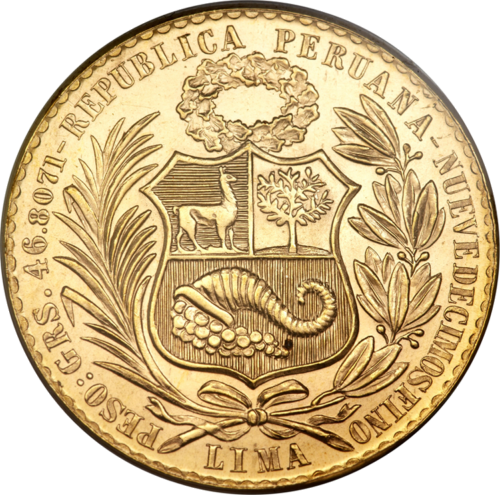 100 Soles oro (1863-1985) Peru Respublikos auksinė moneta (2)