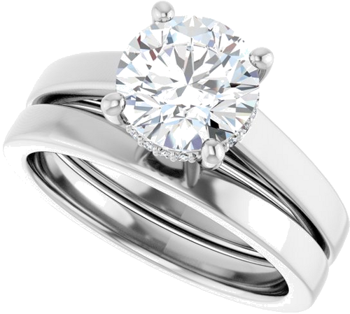 Sužadėtuvių Žiedas „Hidden Halo-Style“ 14k white gold Round 7.4mm (10)