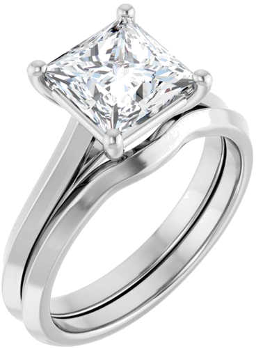 14K White 7 mm Square Solitaire Engagement Ring Mounting (6)