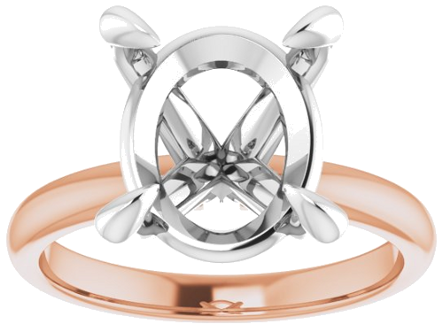 Sužadėtuvių Žiedas „Solitaire“ 585 Baltojo Ir Rožinis Aukso Oval 12mm x 10mm (3)