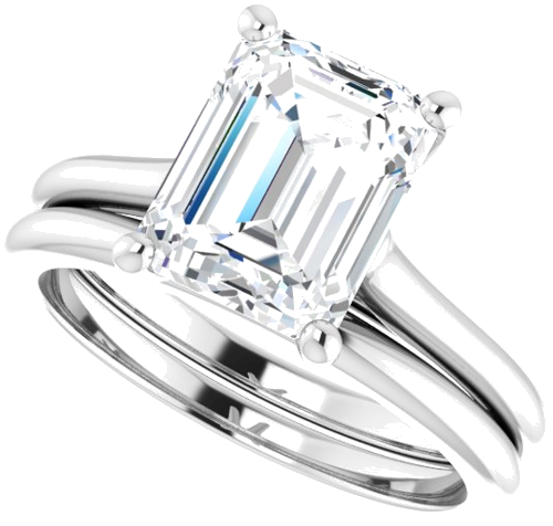 14K White 9x7 mm Emerald Solitaire Engagement Ring Mounting (10)