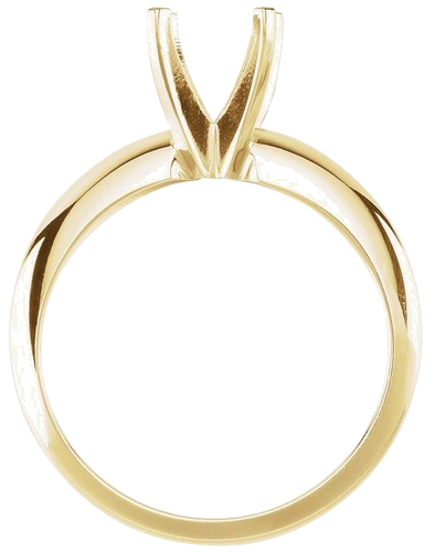 14K Yellow 7.8-8.6 mm Round 4-Prong Heavy Solitaire Ring Mounting (2)