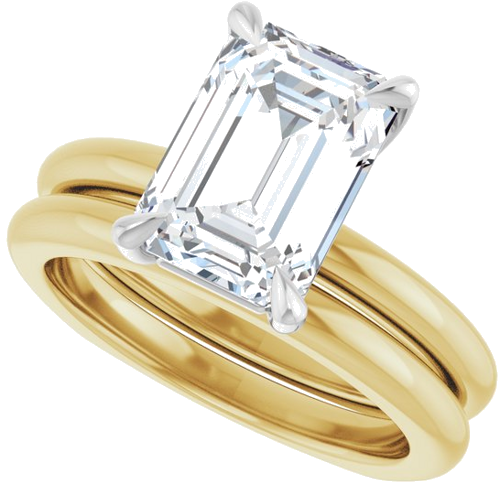 Sužadėtuvių Žiedas „Claw-Prong Euro Shank“ 14k yellow/white gold Emerald 10mm x 7mm (10)