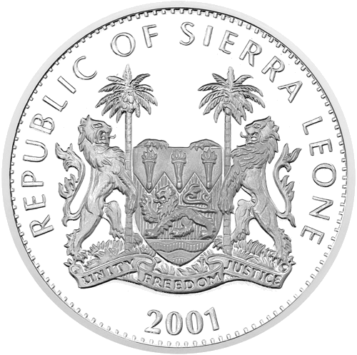 10 долара Пума 2001 Сиера Леоне сребърна монета (2)