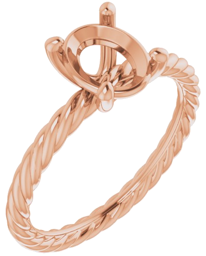Sužadėtuvių Žiedas „Solitaire Rope“ 14k rose gold Oval 8mm x 6mm (1)