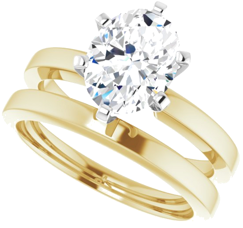 Sužadėtuvių Žiedas „Solitaire“ 585 Baltojo Ir Geltonojo Aukso Oval 9mm x 7mm (10)