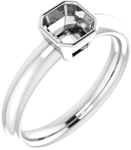 Sužadėtuvių Žiedas „Bezel-Set Solitaire“ 925 Sidabro Asscher 5mm (1)