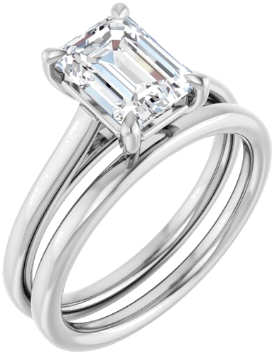 Sužadėtuvių Žiedas „Claw-Pong“ 14k white gold Emerald 8mm x 6mm (6)