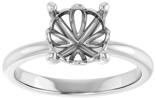 14K White 8.2 mm Round Solitaire Engagement Ring Mounting (3)