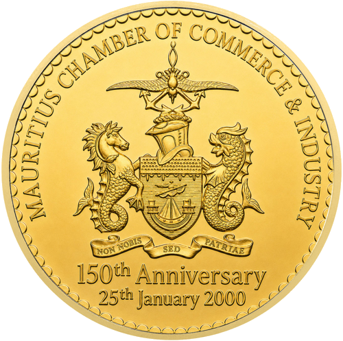 1000 Rupees Chamber of Commerce and Industry 2000 Mauritius gold coin (2)