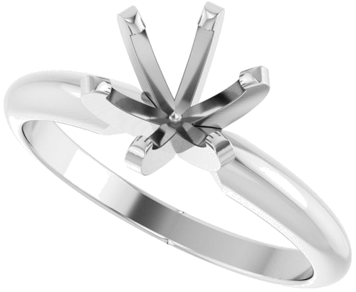 Platinum 6-6.6 mm Round Heavy 6-Prong Engagement Ring Mounting (5)