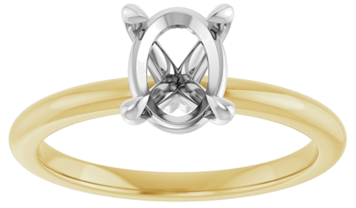 Sužadėtuvių Žiedas 585 Baltojo Ir Geltonojo Aukso Oval 8mm x 6mm (3)