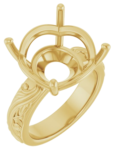 Sužadėtuvių Žiedas „Solitaire Sculptural“ 14k yellow gold Round 16mm (1)