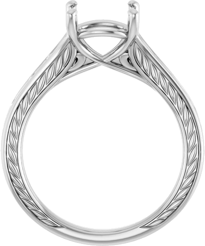 Sužadėtuvių Žiedas „Solitaire Scroll“ 14k white gold Cushion 8mm (2)