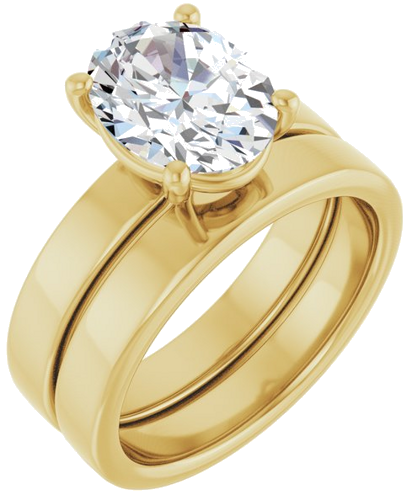 Sužadėtuvių Žiedas „Solitaire“ 585 Geltonojo Aukso Oval 10mm x 8mm (6)