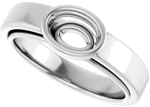 Sužadėtuvių Žiedas „Bezel-Set Solitaire“ 14k white gold Oval 7mm x 5mm (5)