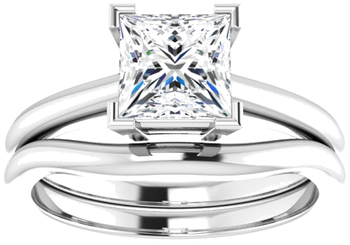 Platinum 6 mm Square Solitaire Engagement Ring Mounting (8)