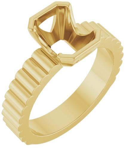 Sužadėtuvių Žiedas „Half-Bezel Solitaire“ 14k yellow gold Emerald 8mm x 6mm (1)