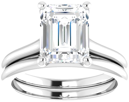 14K White 9x7 mm Emerald Solitaire Engagement Ring Mounting (8)