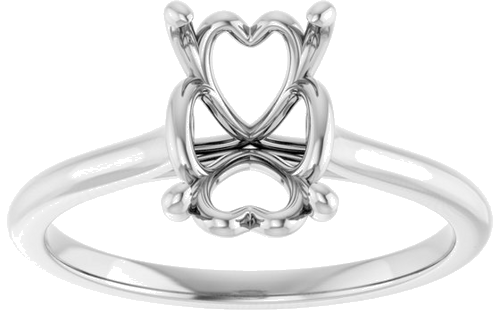 14K White  8x6 mm Emerald Solitaire Engagement Ring Mounting (3)