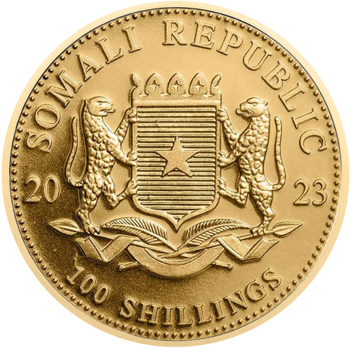 1/10 oz Dramblys 2023 Somalis auksinė moneta (2)