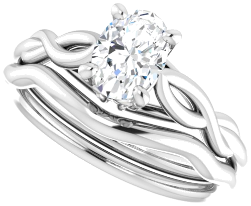 14K White  7x5 mm Oval Solitaire Engagement Ring Mounting (10)