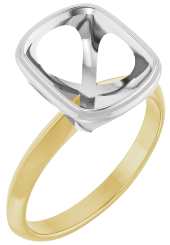 Sužadėtuvių Žiedas „Bezel-Set Solitaire“ 14k yellow/white gold Elongated Cushion 11mm x 9mm (1)