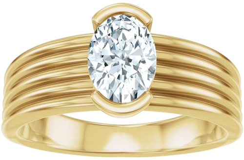 Sužadėtuvių Žiedas „Half Bezel Solitaire“ 14k yellow gold Oval 7mm x 5mm (3)