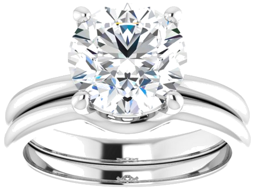 Sužadėtuvių Žiedas 14k white gold Round 8.8mm (8)