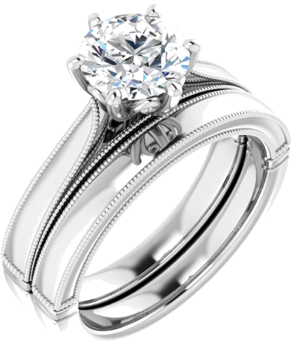 Platinum  7 mm Round Solitaire Engagement Ring Mounting (6)