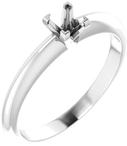 14K White 3.5 mm Square V-End 4-Prong Engagement Ring Mounting (1)