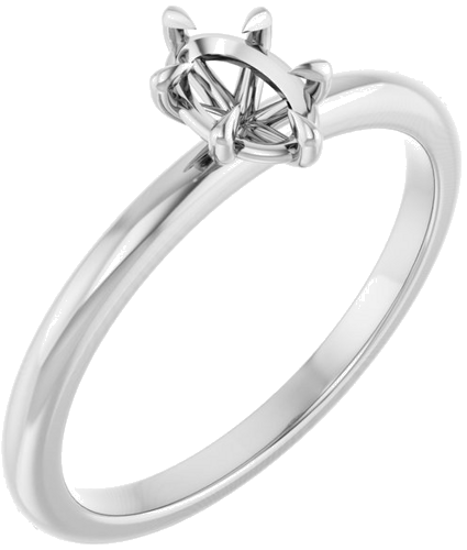 14K White 6x4 mm Oval Solitaire Engagement Ring Mounting (1)